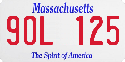 MA license plate 9OL125