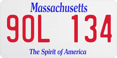 MA license plate 9OL134