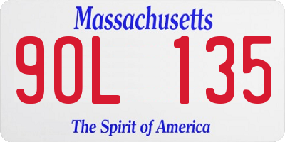 MA license plate 9OL135