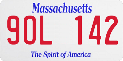 MA license plate 9OL142