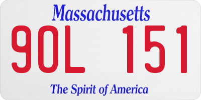 MA license plate 9OL151