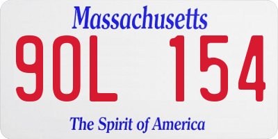 MA license plate 9OL154