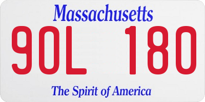 MA license plate 9OL180