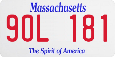 MA license plate 9OL181