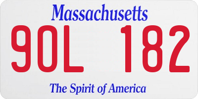 MA license plate 9OL182