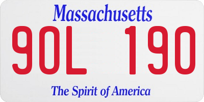 MA license plate 9OL190