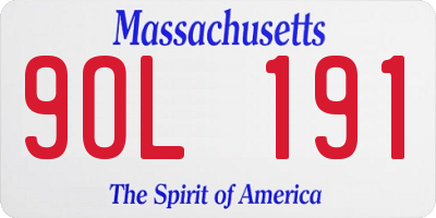 MA license plate 9OL191