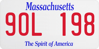 MA license plate 9OL198