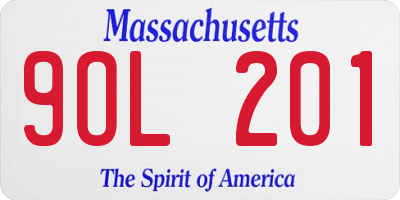 MA license plate 9OL201