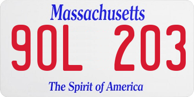 MA license plate 9OL203