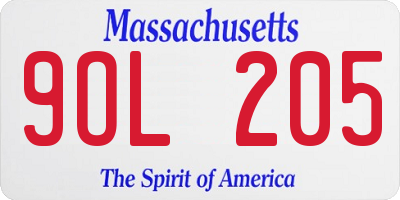 MA license plate 9OL205