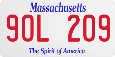 MA license plate 9OL209