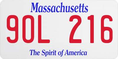 MA license plate 9OL216