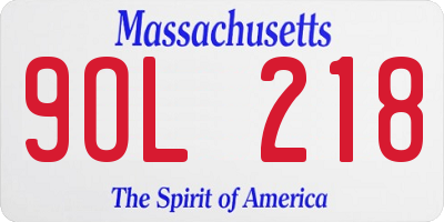 MA license plate 9OL218