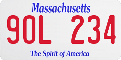 MA license plate 9OL234