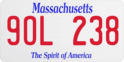 MA license plate 9OL238