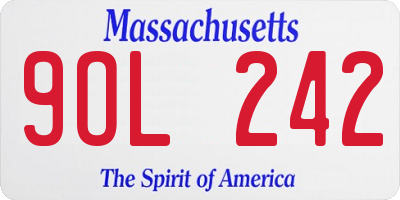 MA license plate 9OL242