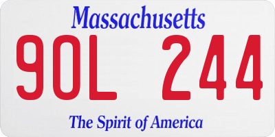 MA license plate 9OL244