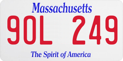 MA license plate 9OL249