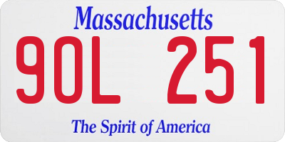 MA license plate 9OL251