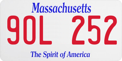 MA license plate 9OL252