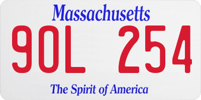 MA license plate 9OL254