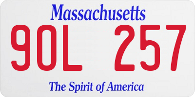 MA license plate 9OL257