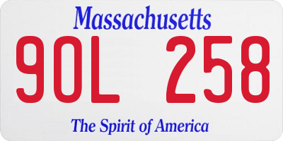 MA license plate 9OL258