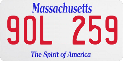 MA license plate 9OL259