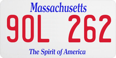 MA license plate 9OL262