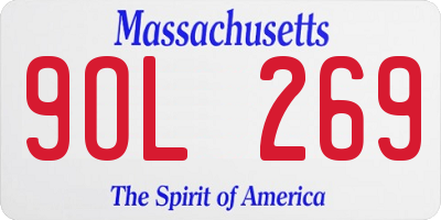 MA license plate 9OL269