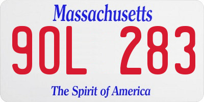MA license plate 9OL283