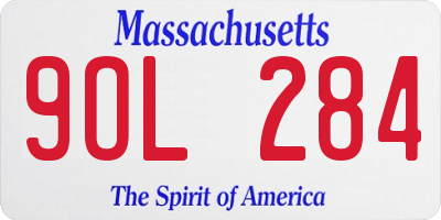 MA license plate 9OL284