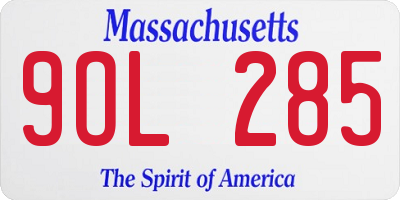 MA license plate 9OL285