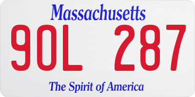 MA license plate 9OL287