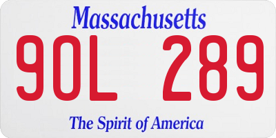 MA license plate 9OL289