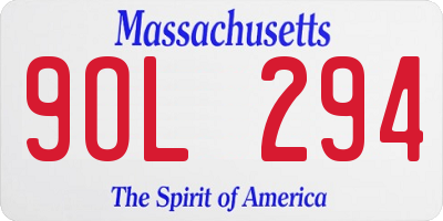 MA license plate 9OL294
