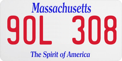 MA license plate 9OL308