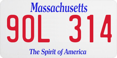 MA license plate 9OL314