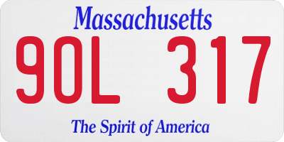 MA license plate 9OL317