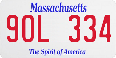 MA license plate 9OL334