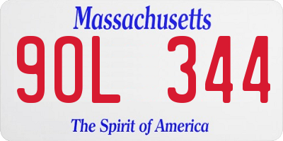 MA license plate 9OL344
