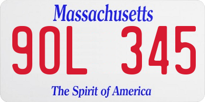 MA license plate 9OL345