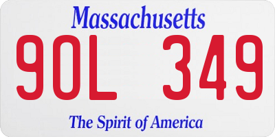 MA license plate 9OL349
