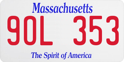 MA license plate 9OL353