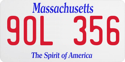 MA license plate 9OL356