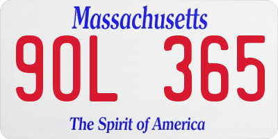 MA license plate 9OL365