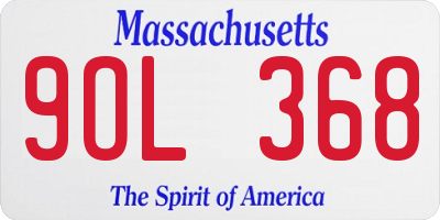 MA license plate 9OL368