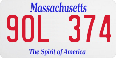 MA license plate 9OL374