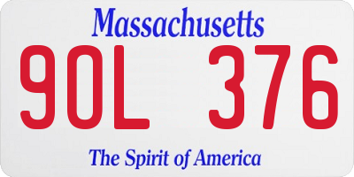 MA license plate 9OL376
